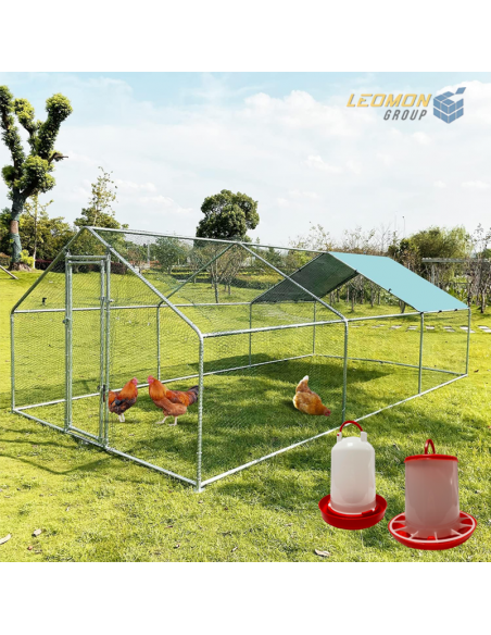 Gallinero galvanizado de 9m² con comedero, bebedero y kit de protección incluidos. Ideal para gallinas y aves de corral.
